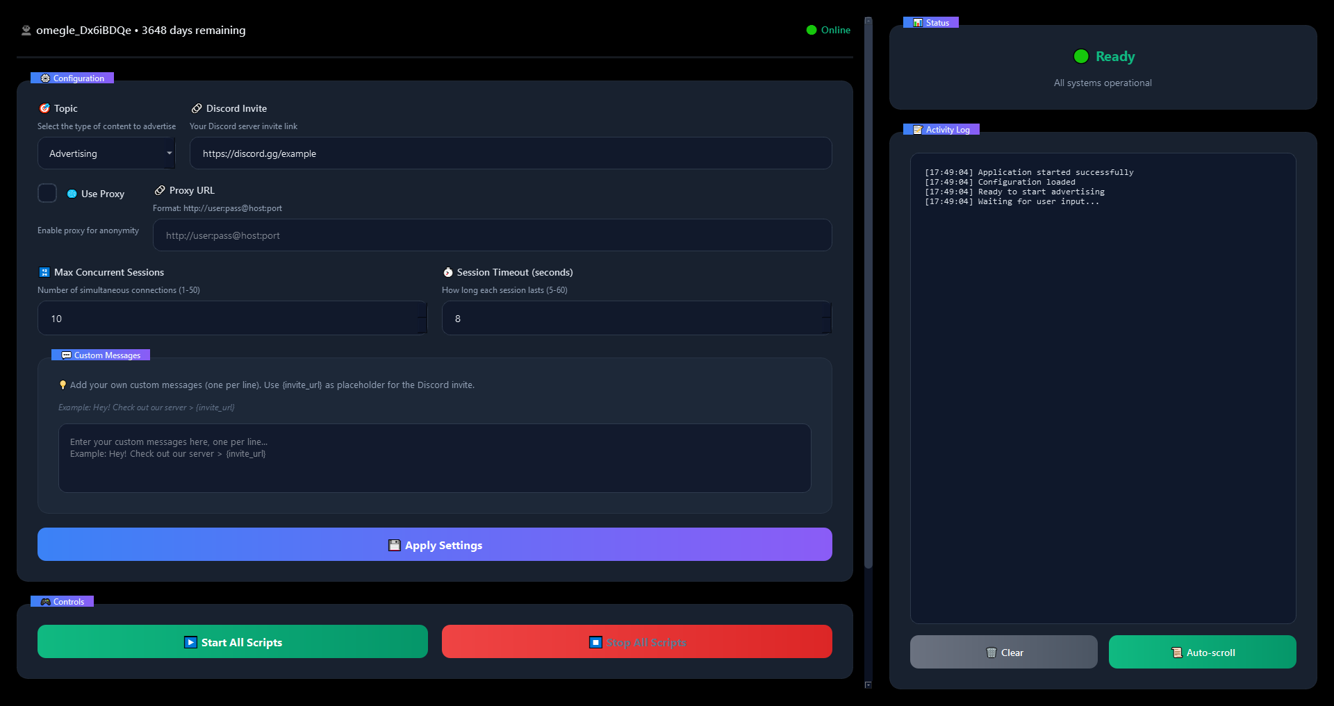 OmegleMe Bot Interface